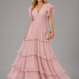 Zoe™ | Vestido maxi de boda elegante en rosa claro
