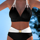 Lily™ | Traje de baño de cintura alta con tirantes dobles y color en contraste