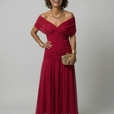 Calen™ | Vestidos midi fluidos de hombro descubierto