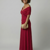 Calen™ | Vestidos midi fluidos de hombro descubierto