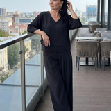 River™ | Conjunto de Top en Capas y Pantalón de Pierna Ancha