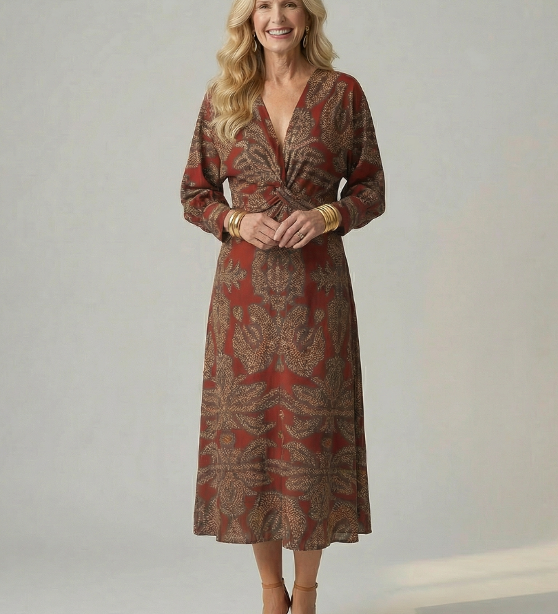 Lune™ | Vestido midi envolvente de color natural