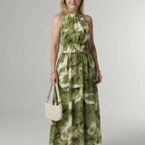 Sylin™ | Vestido midi fruncido con cuello halter