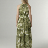 Sylin™ | Vestido midi fruncido con cuello halter