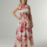 Sylin™ | Vestido midi fruncido con cuello halter