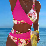 Jolina™ | Bikini de dos piezas con estampado floral y contraste
