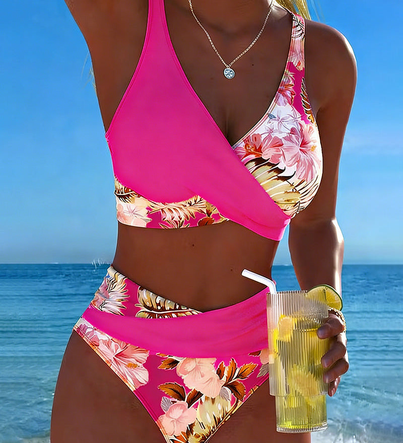 Jolina™ | Bikini de dos piezas con estampado floral y contraste