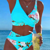 Jolina™ | Bikini de dos piezas con estampado floral y contraste