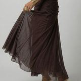 Calen™ | Vestidos midi fluidos de hombro descubierto