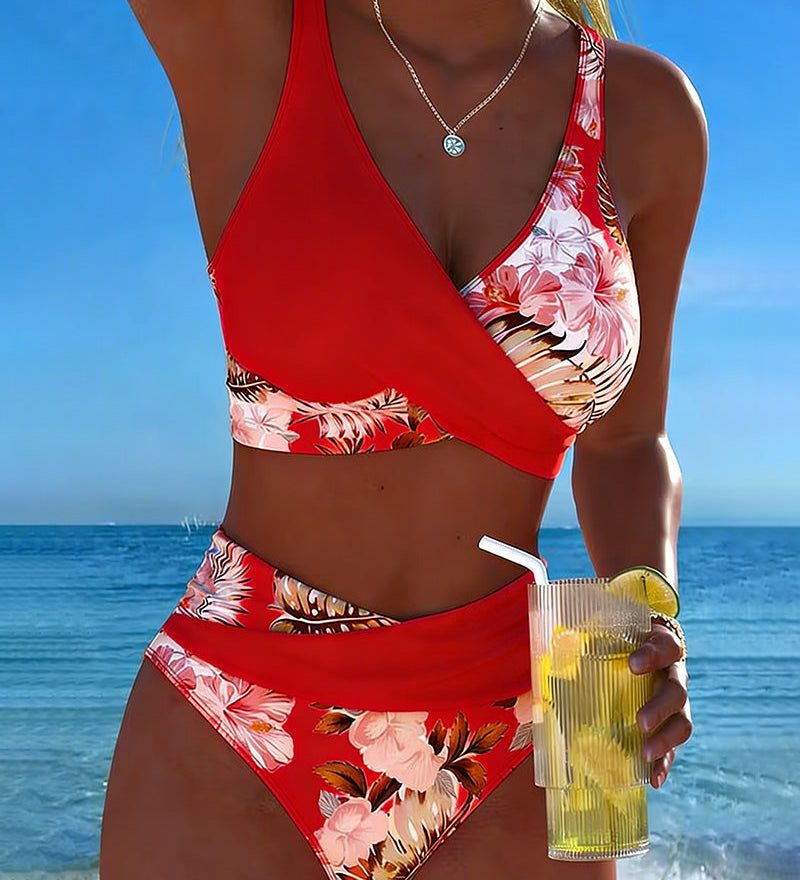 Jolina™ | Bikini de dos piezas con estampado floral y contraste
