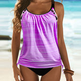 Julia™ | Tankini liso con estampado de leopardo