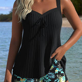 Rocío™ | Tankini a rayas con braguita de dos piezas