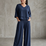 River™ | Conjunto de Top en Capas y Pantalón de Pierna Ancha