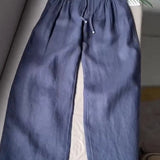 Camille™ | Pantalones de pernera ancha de algodón-lino