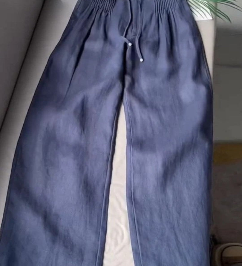 Camille™ | Pantalones de pernera ancha de algodón-lino