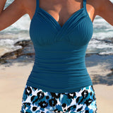 Gabby™ | Tankini acanalado con shorts estampados