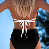 Lily™ | Traje de baño de cintura alta con tirantes dobles y color en contraste