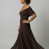 Calen™ | Vestidos midi fluidos de hombro descubierto