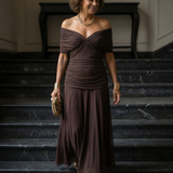 Calen™ | Vestidos midi fluidos de hombro descubierto