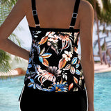 Imke™ | Tankini sin mangas estampado con escote en U
