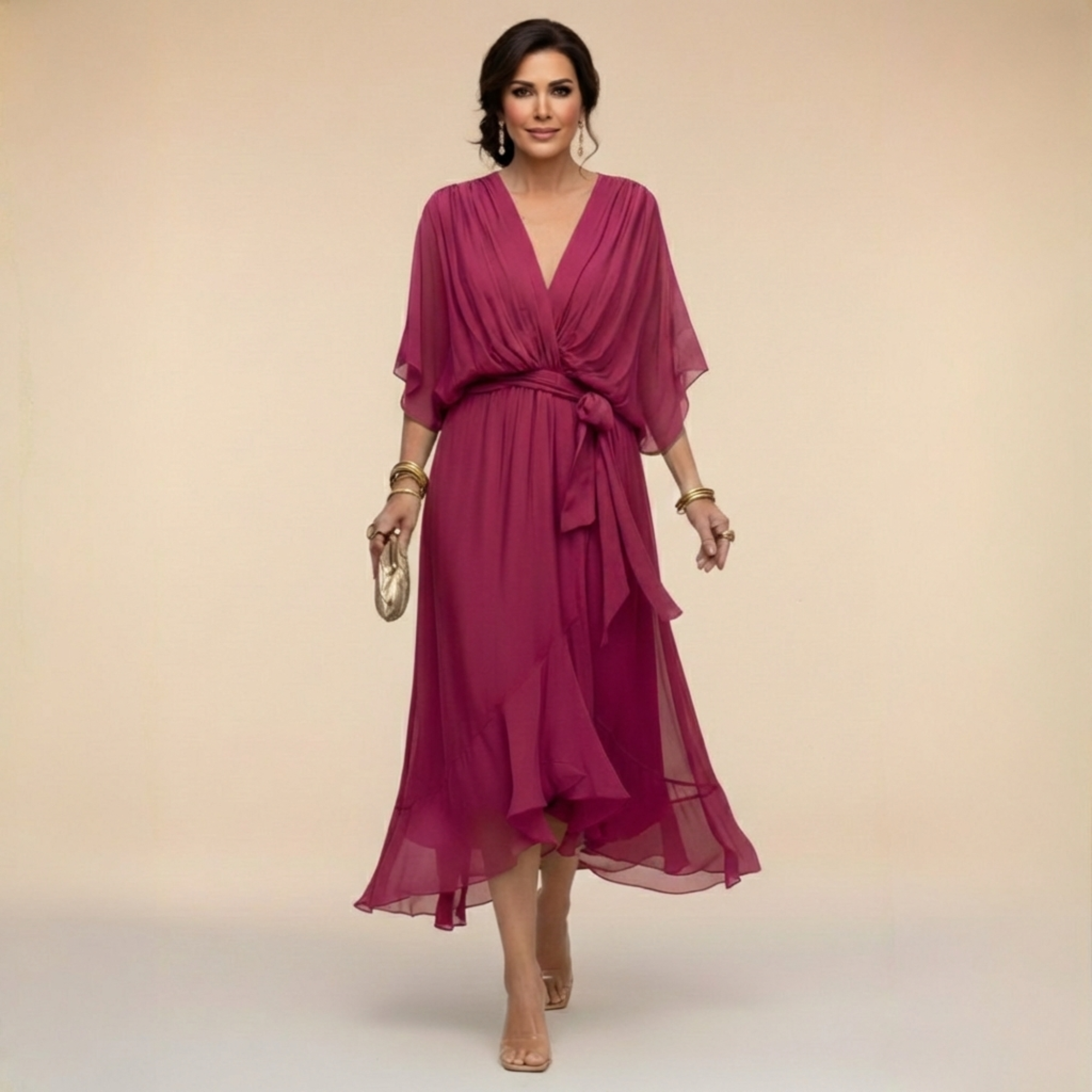 Opal™ | Vestido midi elegante con escote en V
