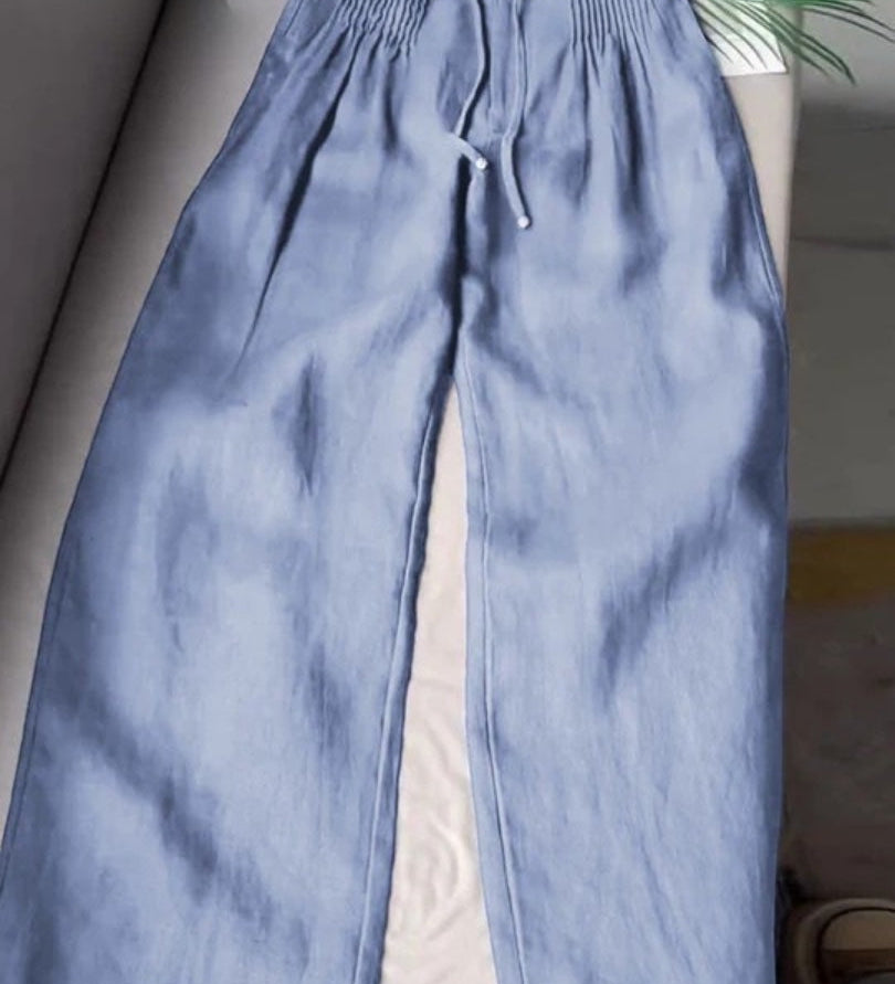 Camille™ | Pantalones de pernera ancha de algodón-lino