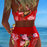 Jolina™ | Bikini de dos piezas con estampado floral y contraste
