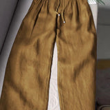 Camille™ | Pantalones de pernera ancha de algodón-lino