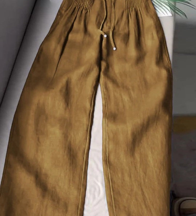 Camille™ | Pantalones de pernera ancha de algodón-lino