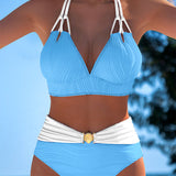 Lily™ | Traje de baño de cintura alta con tirantes dobles y color en contraste
