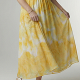 Sylin™ | Vestido midi fruncido con cuello halter