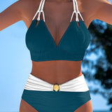 Lily™ | Traje de baño de cintura alta con tirantes dobles y color en contraste