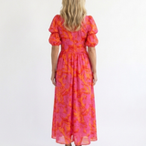 Willow™ | Vestido midi floral con escote en V y mangas abullonadas
