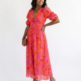 Willow™ | Vestido midi floral con escote en V y mangas abullonadas