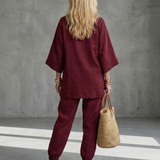 Georgiana™ | Túnica con escote en V y pantalón fruncido