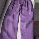 Camille™ | Pantalones de pernera ancha de algodón-lino