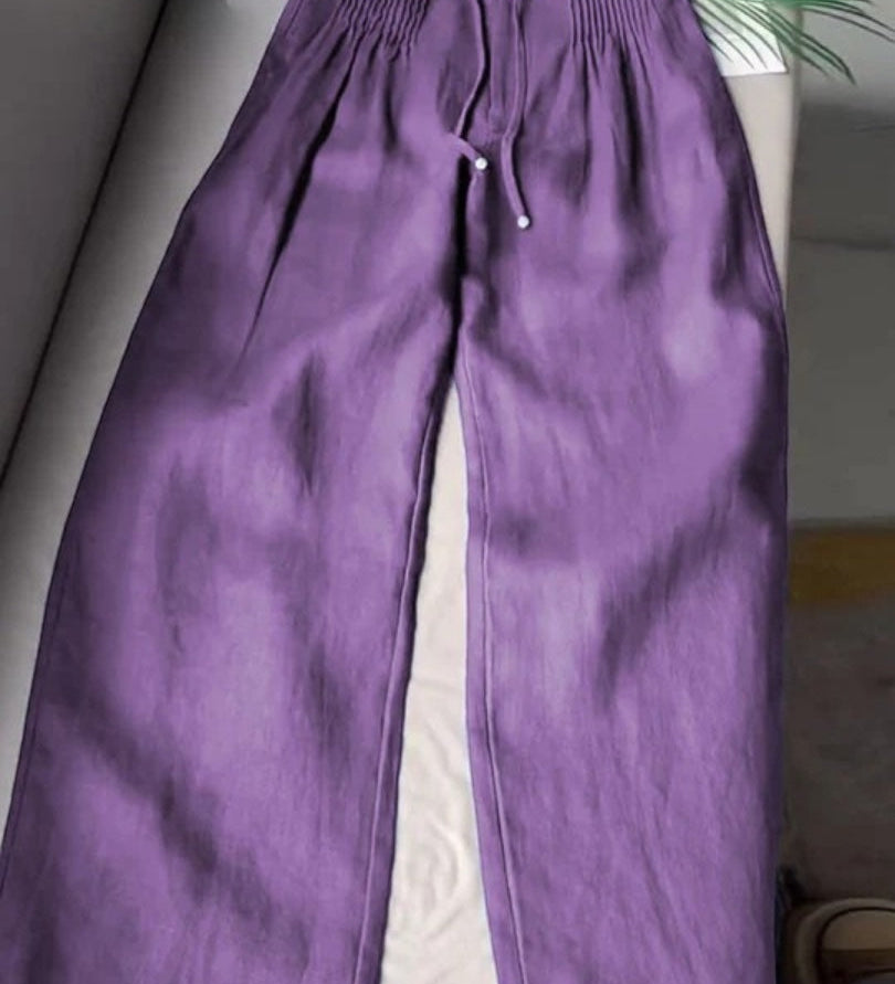 Camille™ | Pantalones de pernera ancha de algodón-lino