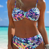 Elina™ | Bikini de estampado abstracto con tirantes finos