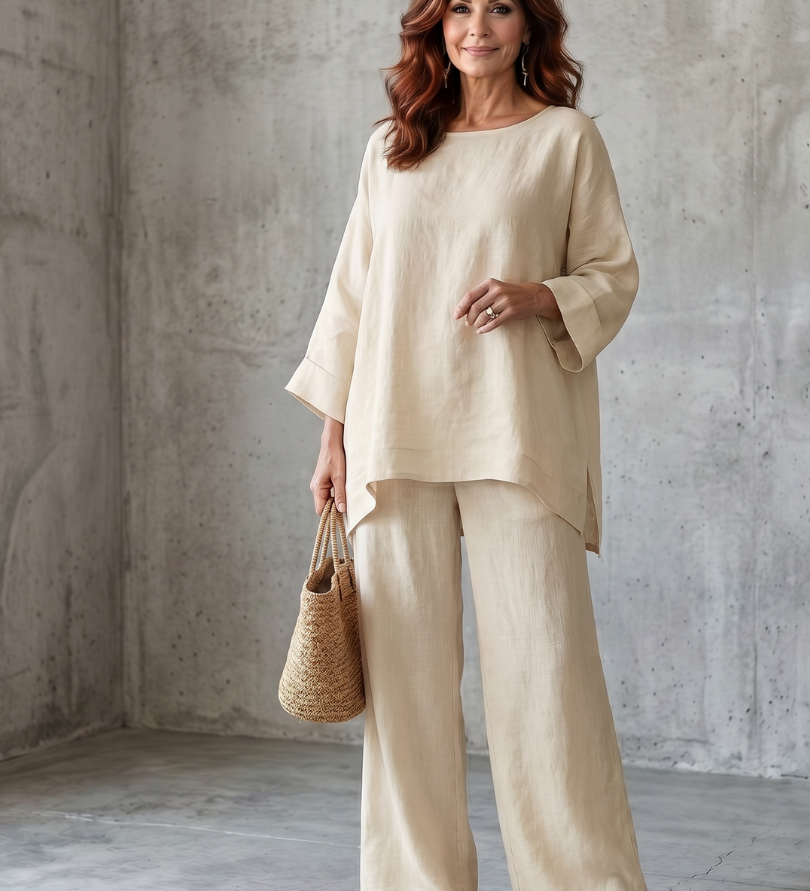 Prue™ | Conjunto de túnica holgada y pantalones de pierna ancha