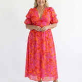 Willow™ | Vestido midi floral con escote en V y mangas abullonadas