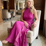 Orea™ | Vestido maxi de cuello alto con capas de volantes fruncidas
