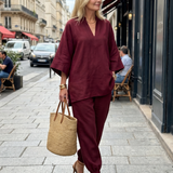 Georgiana™ | Túnica con escote en V y pantalón fruncido