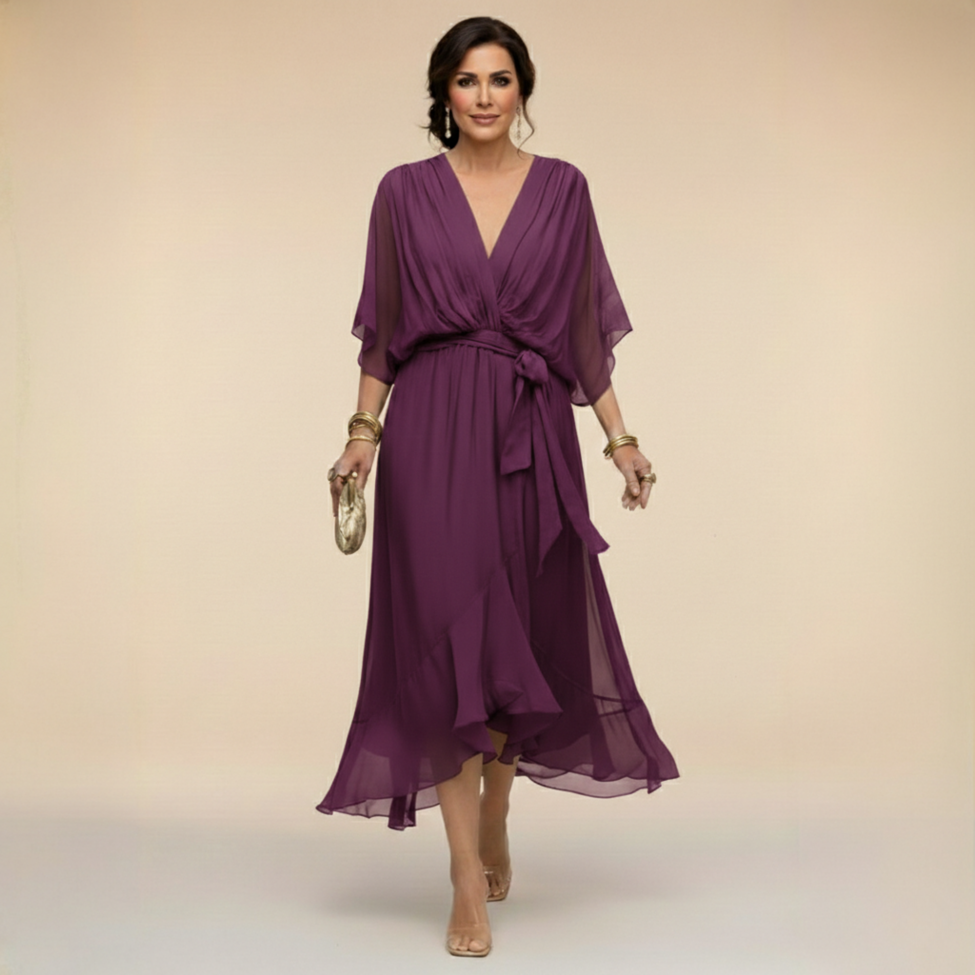Opal™ | Vestido midi elegante con escote en V