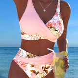 Jolina™ | Bikini de dos piezas con estampado floral y contraste