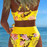 Jolina™ | Bikini de dos piezas con estampado floral y contraste