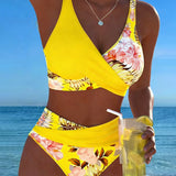 Jolina™ | Bikini de dos piezas con estampado floral y contraste