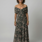 Calen™ | Vestidos midi fluidos de hombro descubierto