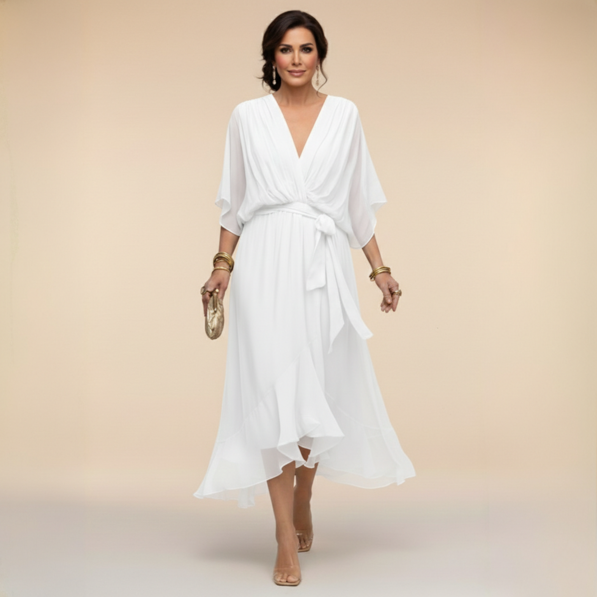 Opal™ | Vestido midi elegante con escote en V