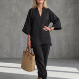Georgiana™ | Túnica con escote en V y pantalón fruncido