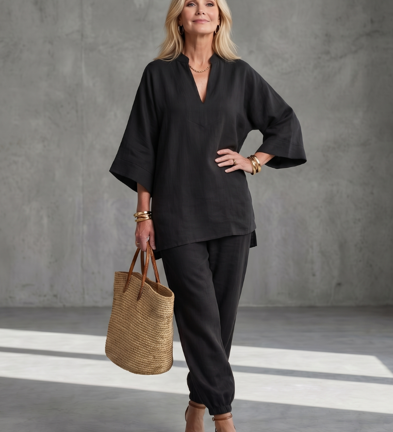 Georgiana™ | Túnica con escote en V y pantalón fruncido